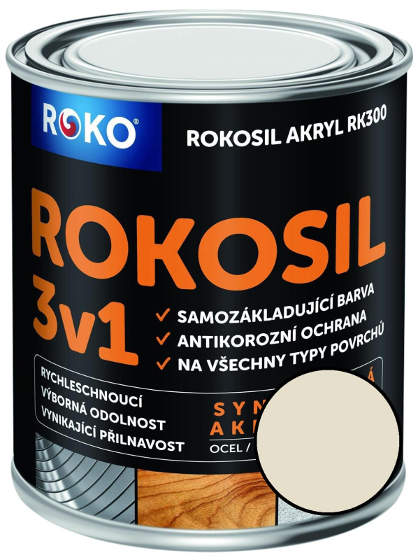 Barva samozákladující Rokosil akryl 3v1 RK 300 6003 slonová kost, 0,6 l