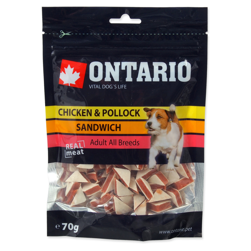 Pochoutka ONTARIO kuřecí sendvič s treskou 70 g