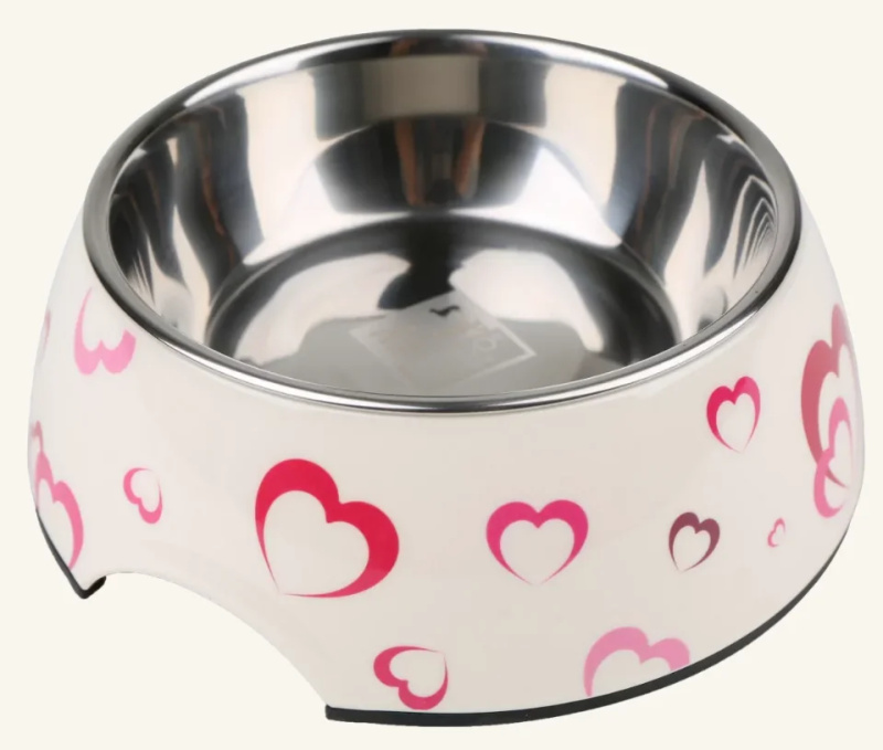 Miska nerez Dog Fantasy kulatá srdíčka 160ml