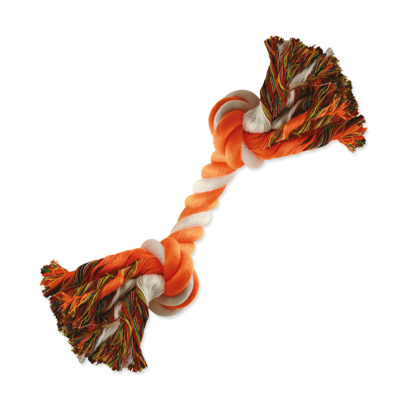 Uzel DOG FANTASY bavlněný oranžovo-bílý 2 knoty 20 cm