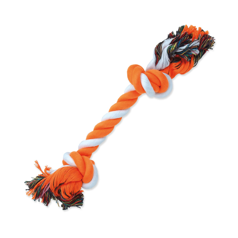 Uzel DOG FANTASY bavlněný oranžovo-bílý 2 knoty 30 cm