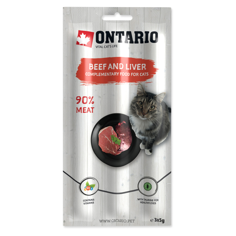 Pochoutka ONTARIO tyčinky hovězí a játra 3x 5 g