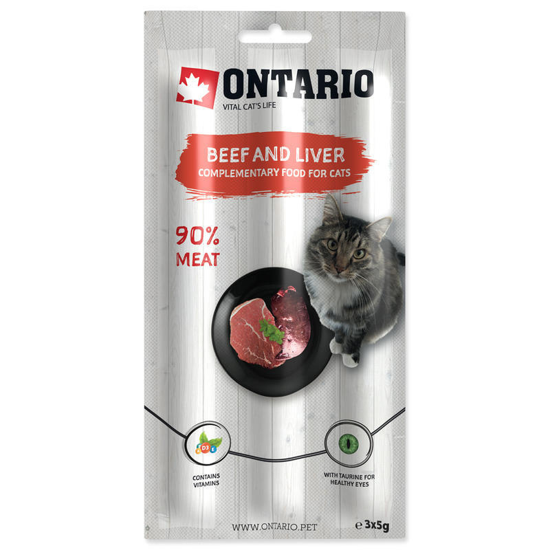 Pochoutka ONTARIO tyčinky hovězí a játra 3x 5 g