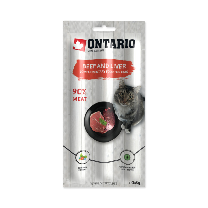 Pochoutka ONTARIO tyčinky hovězí a játra 3x 5 g