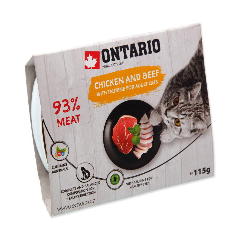 Vanička ONTARIO kuřecí s hovězím a taurinem 115 g