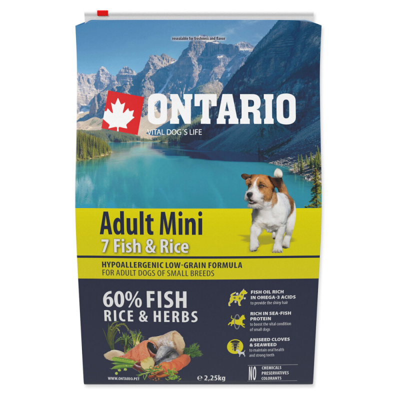 ONTARIO Adult Mini Fish & Rice 6,5 kg+4ks 200g konzervy ZDARMA