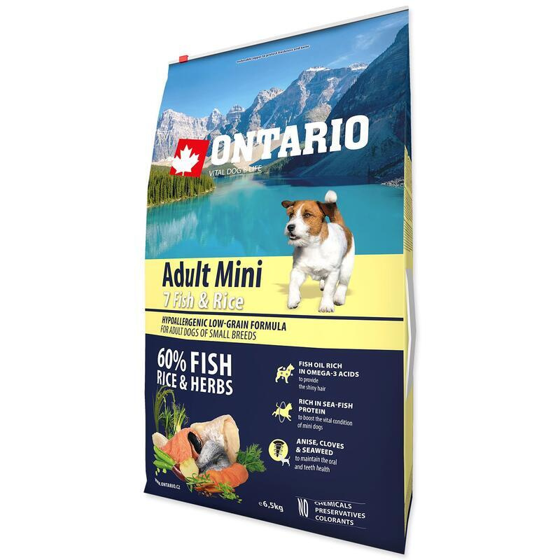 ONTARIO Adult Mini Fish & Rice 6,5 kg+4ks 200g konzervy ZDARMA