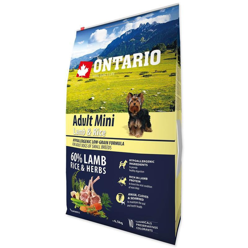 ONTARIO Adult Mini Lamb & Rice 6,5 kg+4ks 200g konzervy ZDARMA