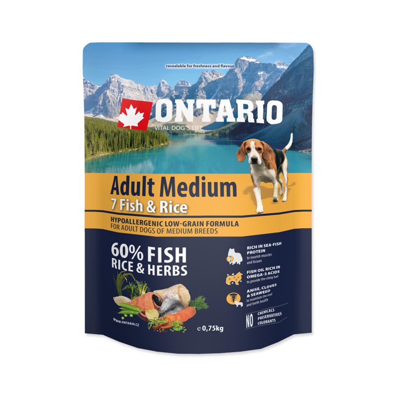 ONTARIO Adult Medium Fish & Rice 0,75 kg