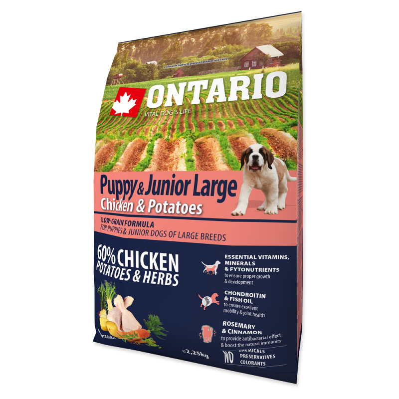 ONTARIO Puppy & Junior Large Chicken & Potatoes & Herbs 2,25 kg