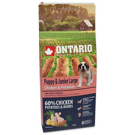 ONTARIO Puppy & Junior Large Chicken & Potatoes & Herbs 12 kg + 2,25kg ZDARMA