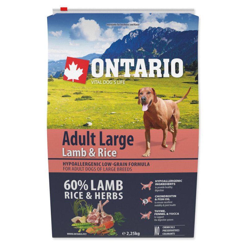ONTARIO Adult Large Lamb & Rice & Turkey 2,25 kg