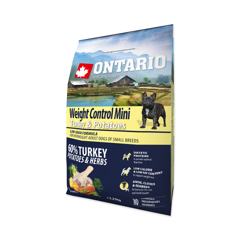 ONTARIO Dog Mini Weight Control Turkey & Potatoes 2.25 kg