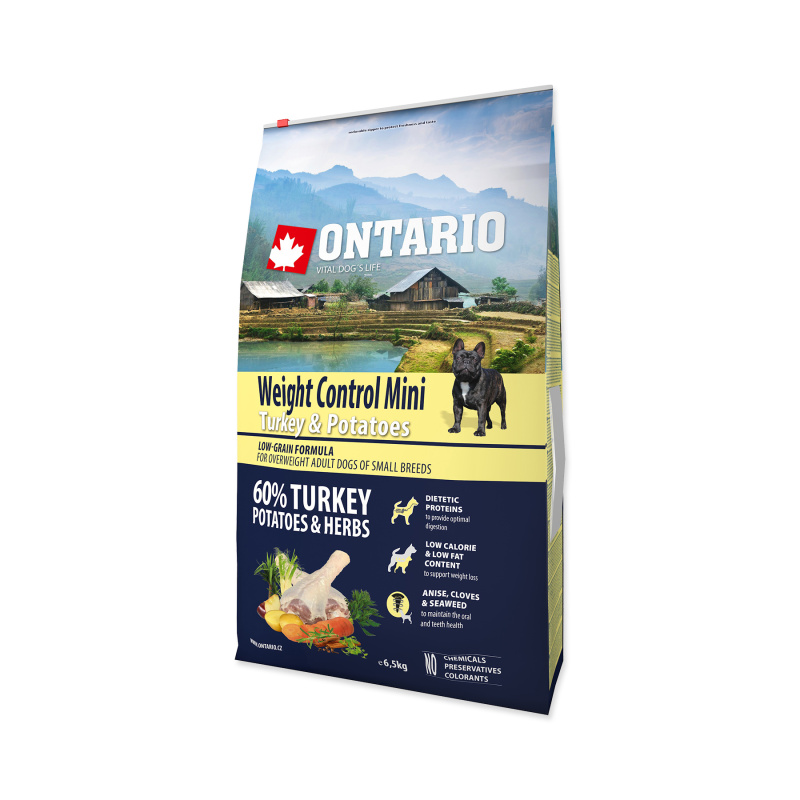 ONTARIO Dog Mini Weight Control Turkey & Potatoes 6.5 kg