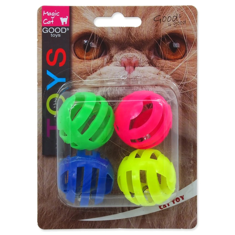 Hračka MAGIC CAT míček děrovaný plastový s rolničkou  4 ks - 3,75