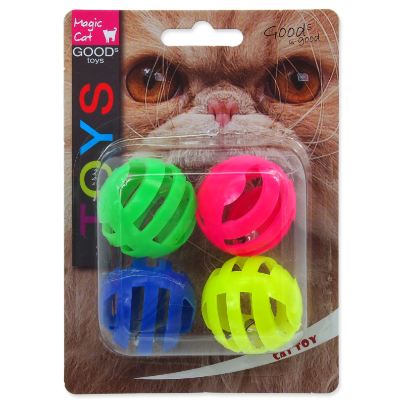 Hračka MAGIC CAT míček děrovaný plastový s rolničkou  4 ks - 3,75