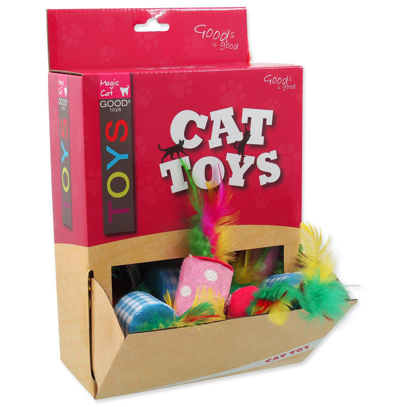 Hračky MAGIC CAT válec s pírky bavlněný 5 cm 24 ks
