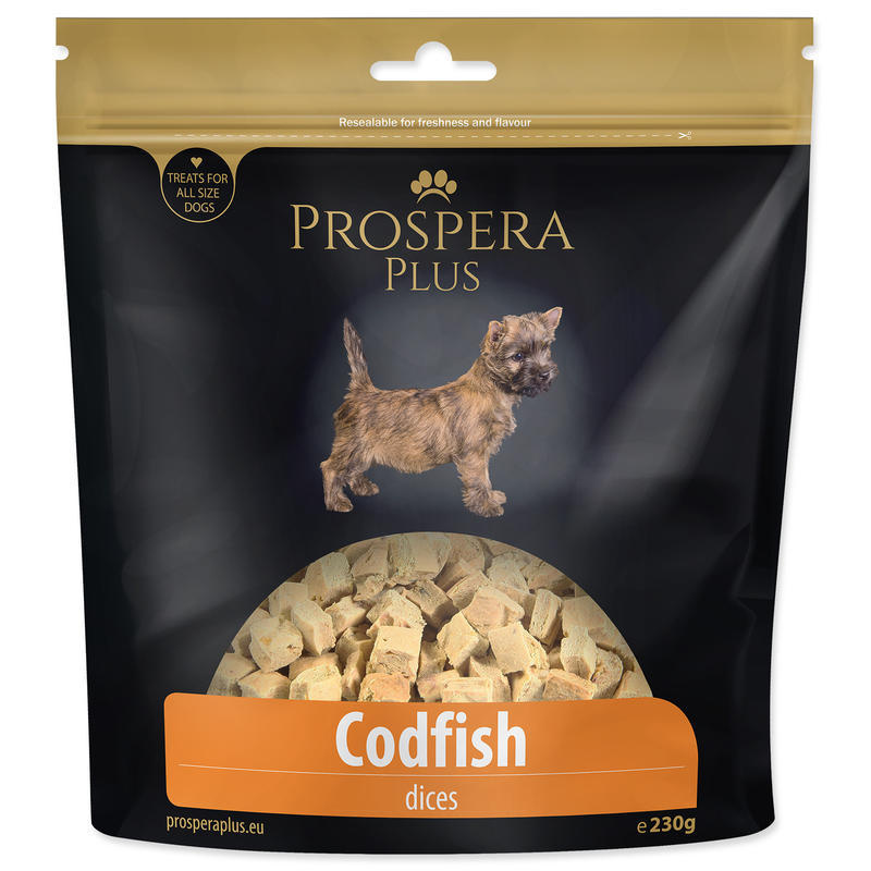Pochoutka PROSPERA Plus tresčí kostky 230g
