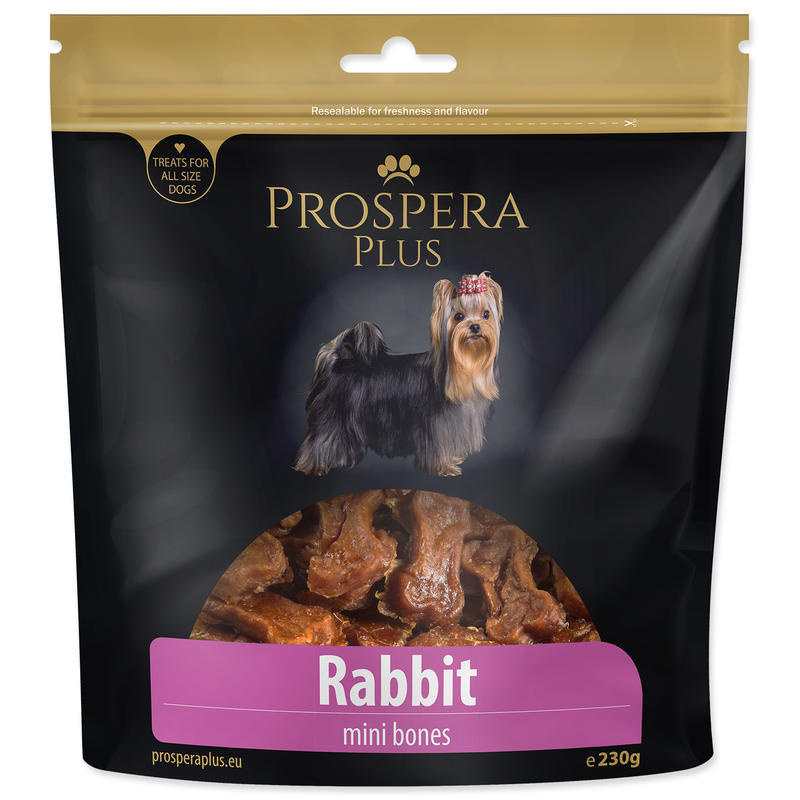 Pochoutka PROSPERA Plus mini kosti z králíčího masa 230g