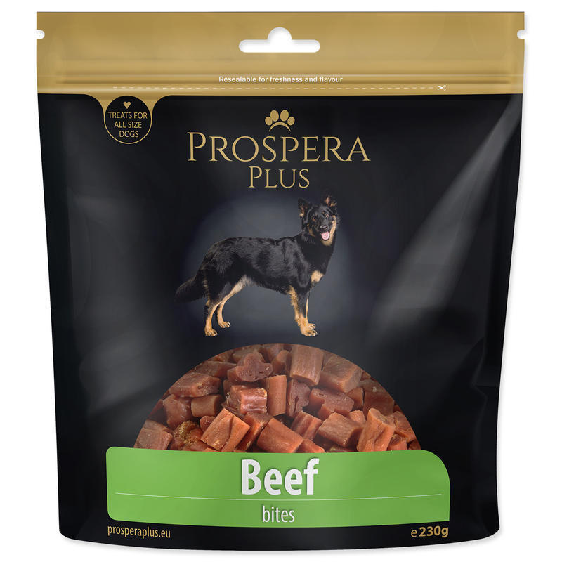 Pochoutka PROSPERA Plus kousky z hovězího masa 230g