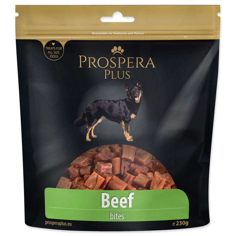 Pochoutka PROSPERA Plus kousky z hovězího masa 230g