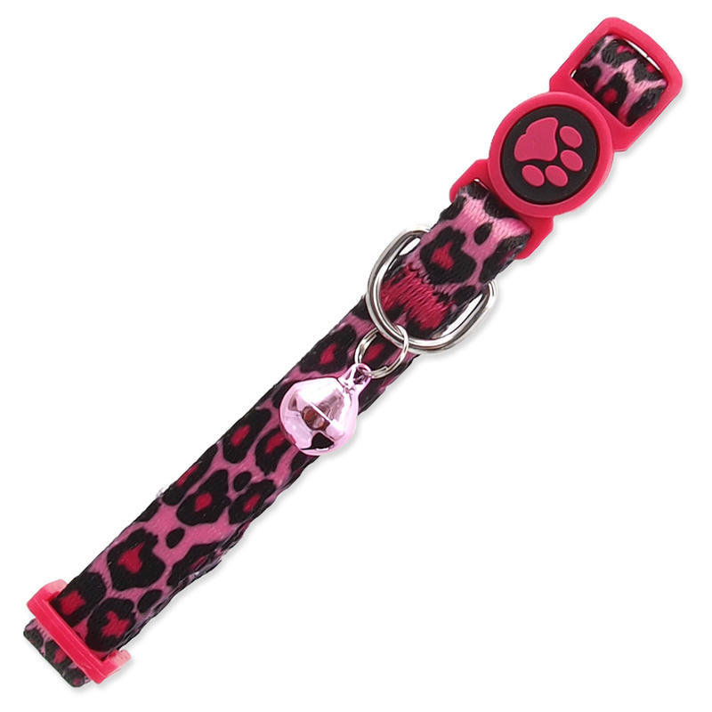 Obojek ACTIVE CAT nylonový leopard růžový XS 1 ks