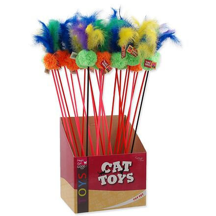 Hračka MAGIC CAT šidítko míček plyšový s pírky 18 cm + 46 cm 24 ks