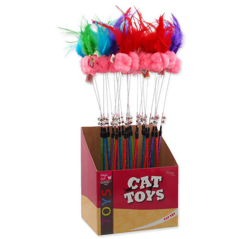 Hračka MAGIC CAT šidítko míček plyšový s pírky 16 cm + 42 cm 80ks