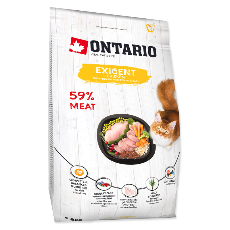ONTARIO Cat Exigent 2 kg + 4ks kapsiček ZDARMA