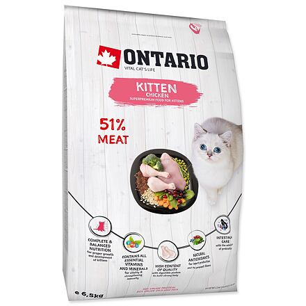 ONTARIO Kitten Chicken 6,5 kg + 6ks kapsiček ZDARMA
