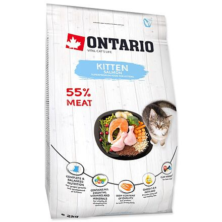 ONTARIO Kitten Salmon 2 kg + 4ks kapsiček ZDARMA