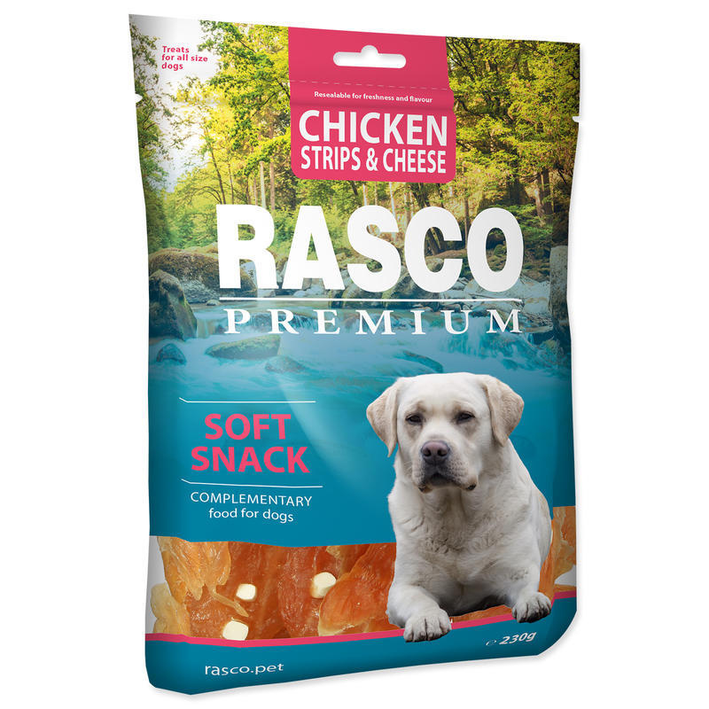 Pochoutka RASCO Premium proužky kuřecího masa se sýrem 230 g