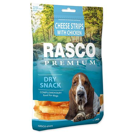 Pochoutka RASCO Premium proužky sýru obalené kuřecím masem  80 g