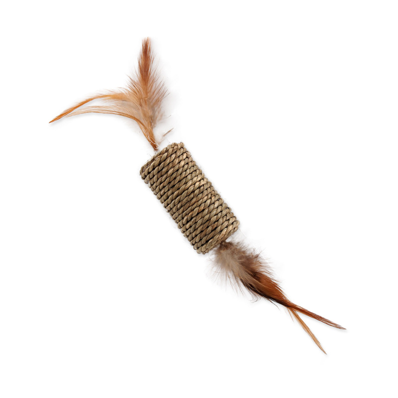 Hračka MAGIC CAT váleček mořská tráva s pírky 19 cm 1 ks