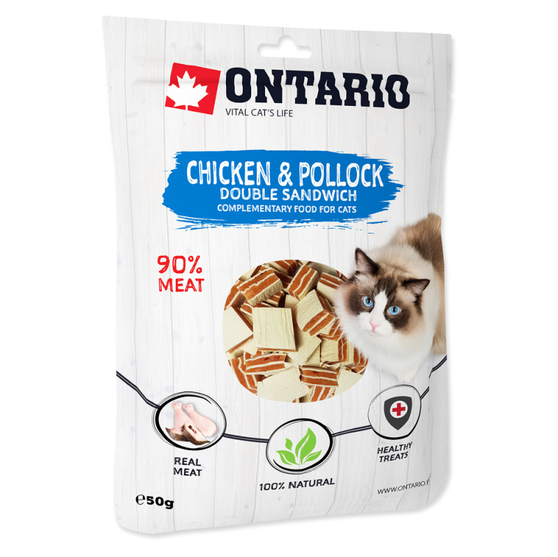 Pochoutka ONTARIO dvojitý sendvič s kuřecím a treskou 50 g