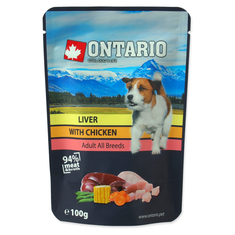 Kapsička ONTARIO Dog Liver with Chicken in Broth 100 g