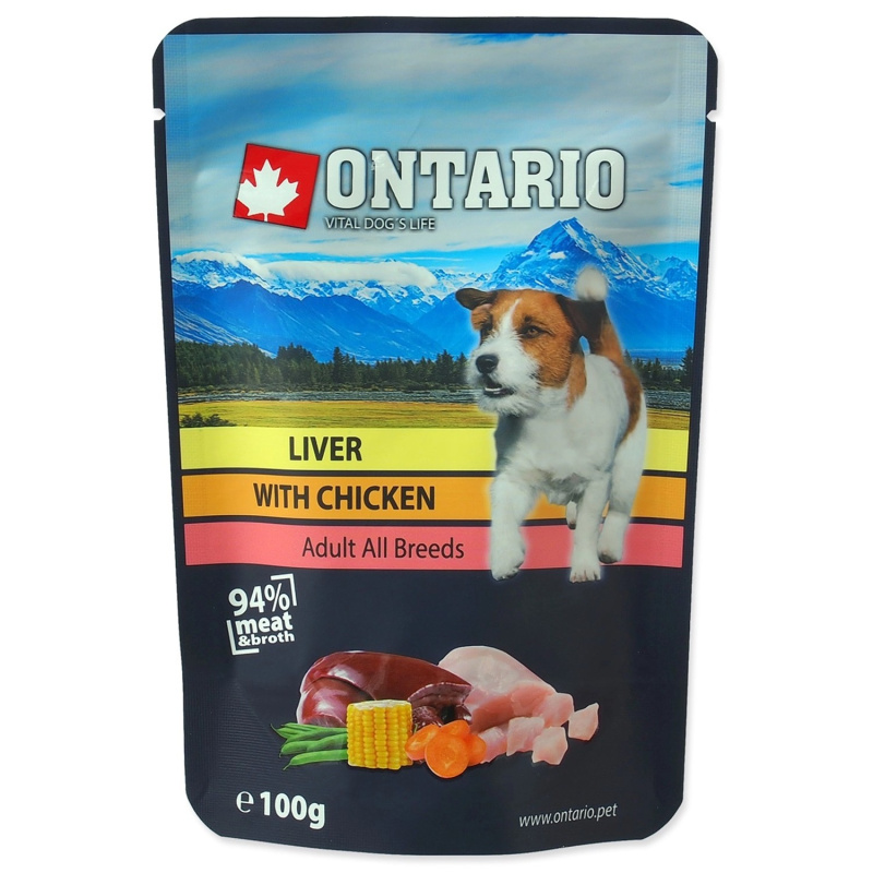 Kapsička ONTARIO Dog Liver with Chicken in Broth 100 g