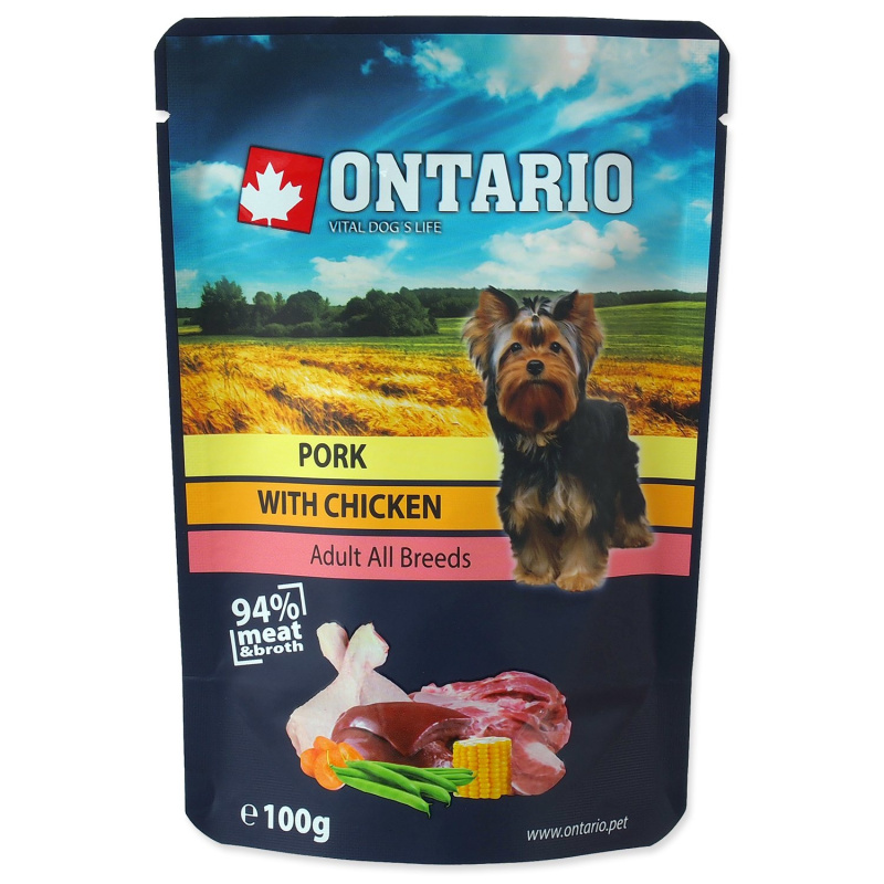 Kapsička ONTARIO Dog Pork with Chicken in Broth 100 g