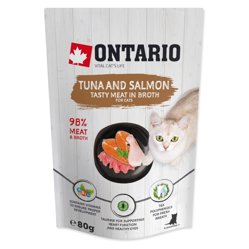 Kapsička ONTARIO Cat Tuna and Salmon in Broth 80 g