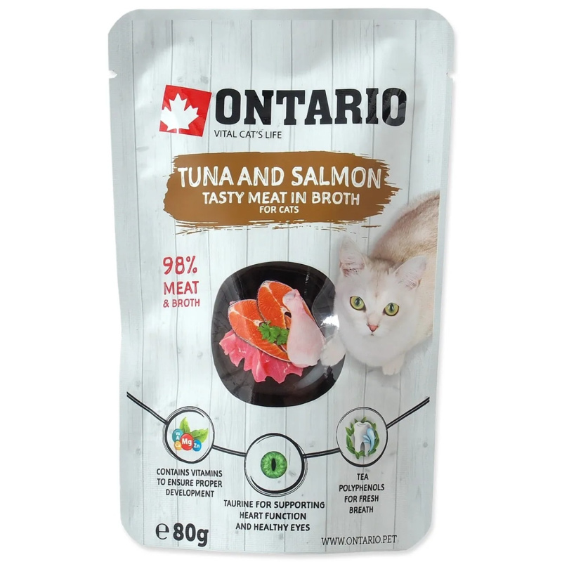 Kapsička ONTARIO Cat Tuna and Salmon in Broth 80 g