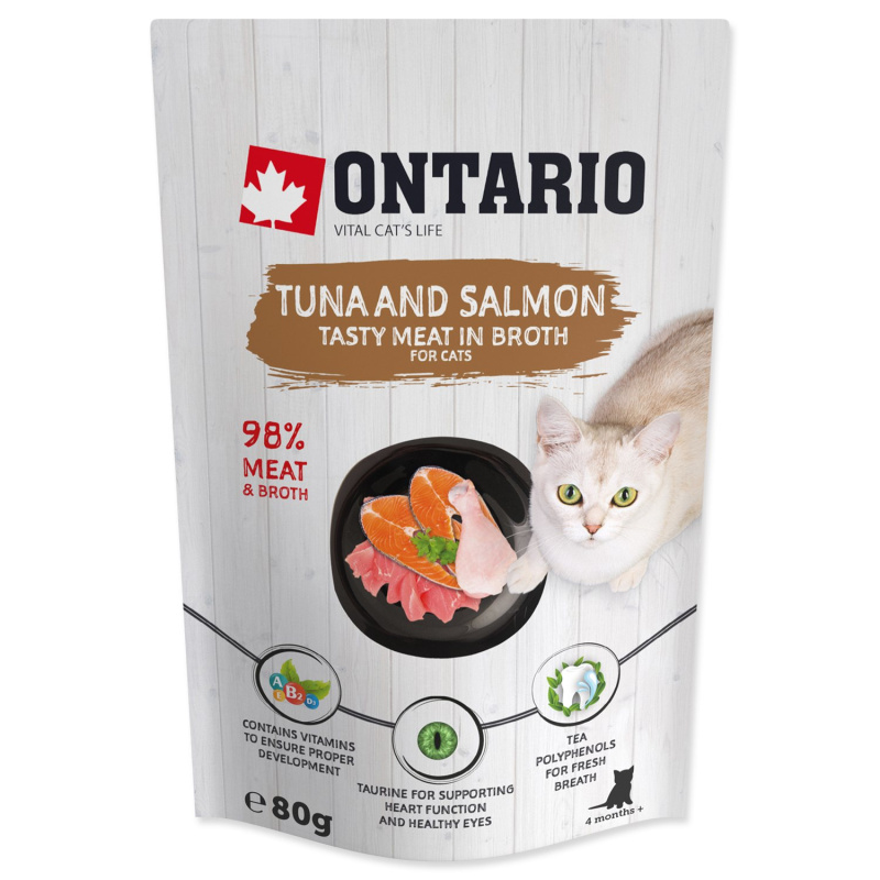 Kapsička ONTARIO Cat Tuna and Salmon in Broth 80 g