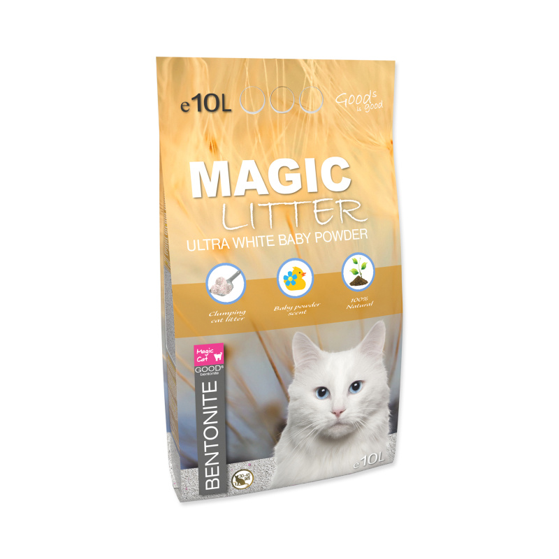 Kočkolit MAGIC LITTER Bentonite Ultra White Baby Powder 10 l