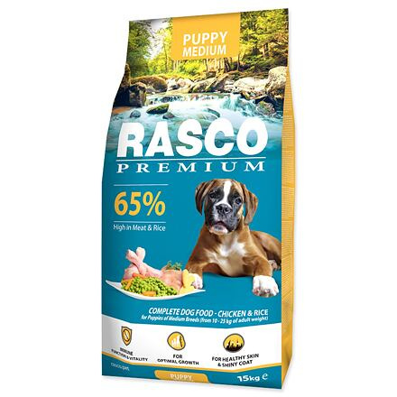 RASCO Premium Puppy / Junior Medium 15 kg+pochoutka 230g ZDARMA