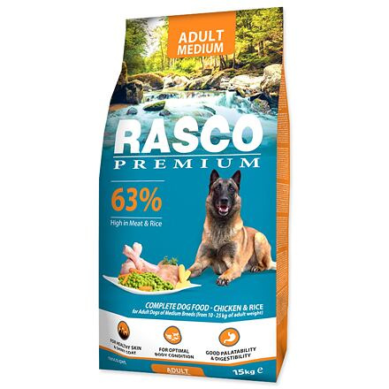 RASCO Premium Adult Medium  15 kg+pochoutka 230g ZDARMA
