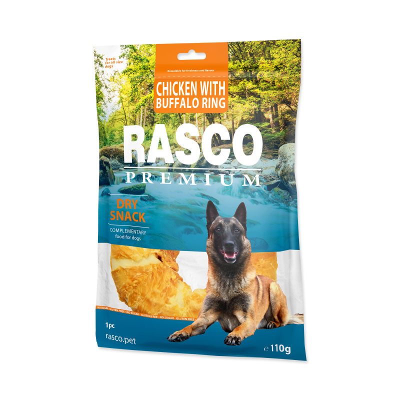 Pochoutka RASCO Premium bůvolí kruh obalený kuřecím masem 110 g