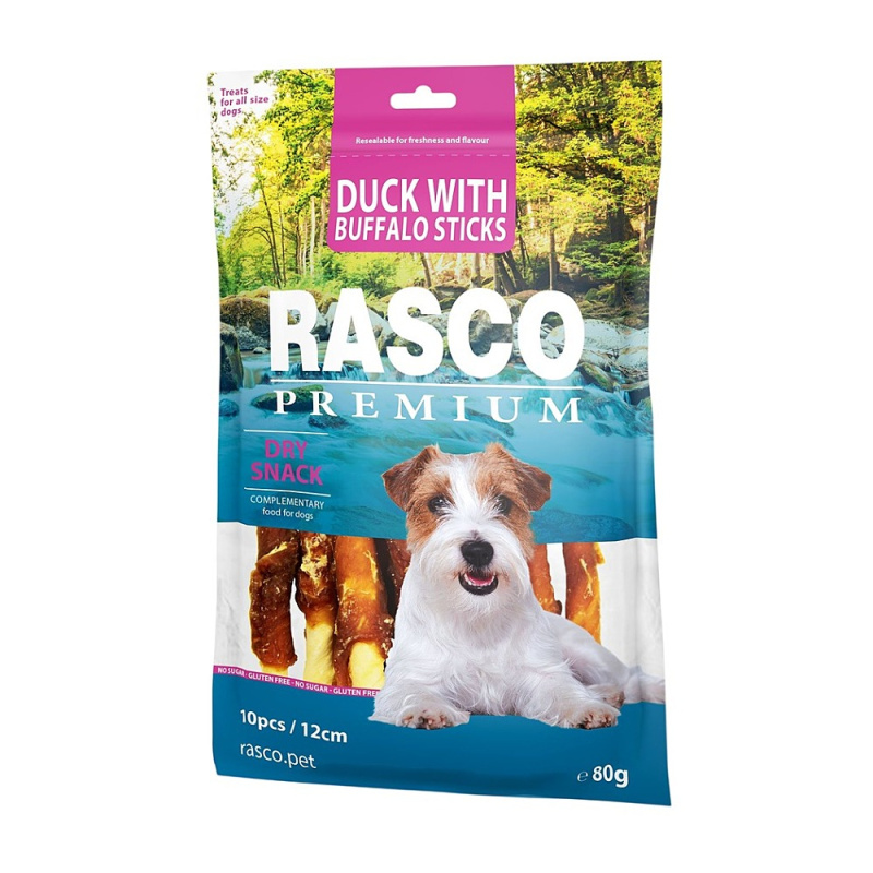 Pochoutka RASCO Premium bůvolí tyčinky obalené kachním masem 80 g