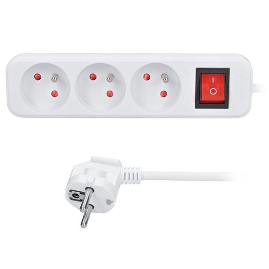 Kabel prodlužovací s vypínačem 4zásuvka Solight 3 m 1 mm2 IP 20