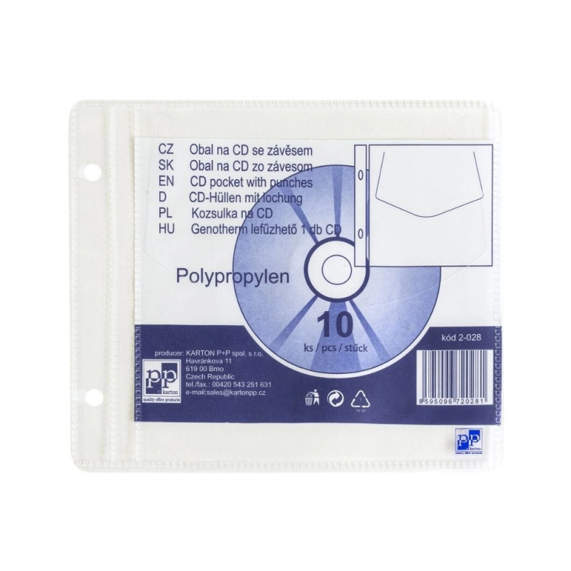 Karton P+P Závěsný obal na CD - náhradní kapsa / 10 ks