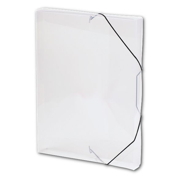 PP Karton Box na spisy A4 s gumou průsvitný - hřbet 3 cm / čirá 30020