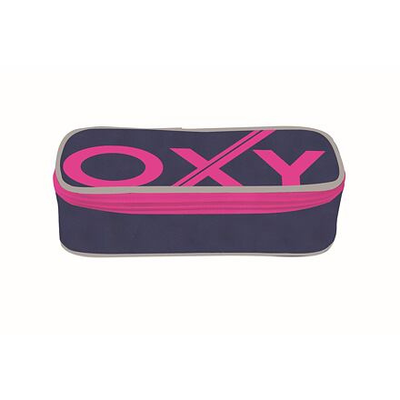 OXYBAG Školní penál etue komfort jednopatrový Blue Line Pink